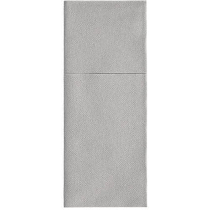 Starpak 100 kapsy na příbory, Airlaid 40 cm x 48 cm se záhybem na příbory, jsou světle šedé, do třetin složené obdélníkové ubrousky s horním záhybem – ideální pro elegantní stolní dekoraci nebo jako stylové kapsy na příbory.