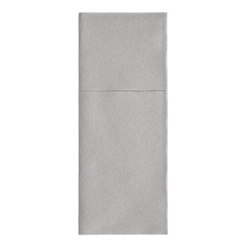 Starpak 100 kapsa na příbory-ubrousek z hladkého, jednoduchého Airlaid materiálu (40 x 48 cm) je úhledně podélně složená a má vertikální záhyb pro příbory. Prezentuje se ve světlé šedé barvě.