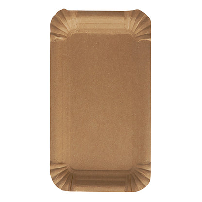 Obdélníkový, bílý, ekologický PAPSTAR 250 talíř "pure" od PAPSTAR GmbH z čerstvého vlákna s mírně zvýšenými, vroubkovanými okraji, zobrazený shora na bílém pozadí.