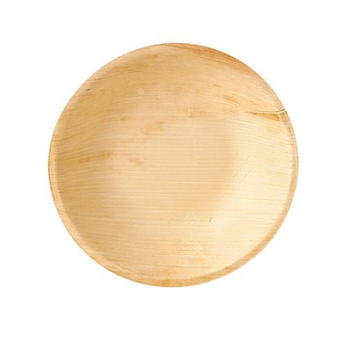Kulatá, světle hnědá PAPSTAR miska z palmového listu "pure", 17,5 cm, z ekologického materiálu - perfektní jako udržitelné jednorázové nádobí, jako jsou tyto kompostovatelné misky od PAPSTAR GmbH v kartonu (25 kusů).