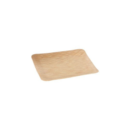 Talíř na fingerfood Bambus "pure" hranatý 8,5 cm (10 kusů) od PAPSTAR GmbH je obdélníkový, biologicky rozložitelný bambusový talíř se zakřivenými hranami, zobrazený na jednoduchém bílém pozadí.