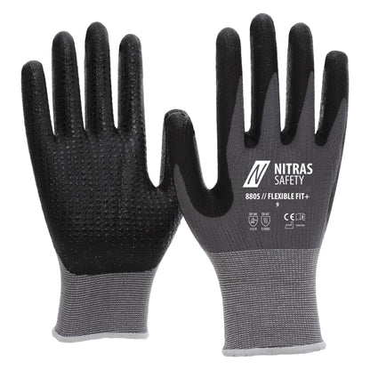 NITRAS FLEXIBLE FIT+, montážní rukavice, šedá / černá
