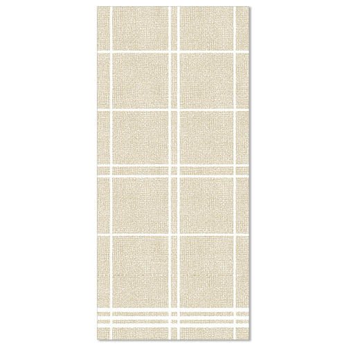 Padesát PAPSTAR ubrousků „ROYAL Collection“ 1/6-sklad 48x33 cm od PAPSTAR GmbH vyniká svým béžovo-bílým mřížkovým designem a nabízí tkaný vzhled, inspirovaný kolekcí ROYAL – ideální pro zkrášlení každého stylově prostřeného stolu.