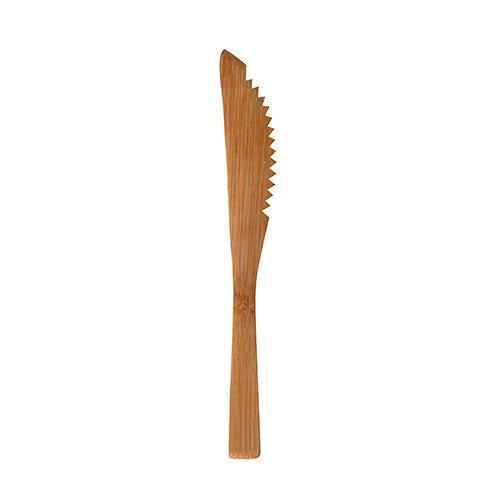 Das PAPSTAR bambusové nože "pure" (16 cm) od PAPSTAR GmbH, ekologické a stabilní, jsou zobrazeny na bílém pozadí - praktické jednorázové nože v balení po 10 kusech.