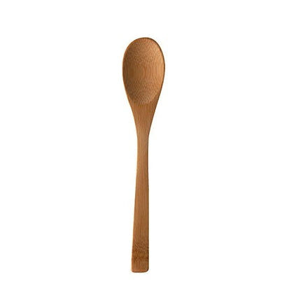 Lžíce z bambusu PAPSTAR "pure" (16,5 cm) od společnosti PAPSTAR GmbH je ekologická, stabilní lžíce s oválným naběračem a rovným držadlem - zde v balení po 10 kusech na bílém pozadí.