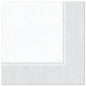 Bílý, čtvercový ubrousek z "ROYAL Collection" od PAPSTAR GmbH (40 x 40 cm, 1/4 skládání), zobrazený na jednobarevném bílém pozadí, s světle šedým okrajem a decentním vzorovaným okrajem. Balení obsahuje 50 kusů.