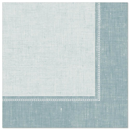 Detailní záběr na PAPSTAR 50 ubrousků "ROYAL Collection" 1/4-skládání 40 x 40 cm modrá od PAPSTAR GmbH, které ukazují tmavě modrou barvu s tmavším okrajem a viditelnými švy, zobrazené na jednoduchém bílém pozadí.