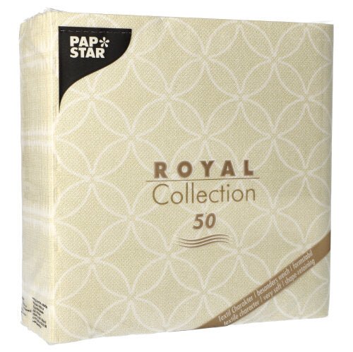 PAPSTAR 50 ubrousků "ROYAL Collection" 1/4 skládání 40 x 40 cm šampaňské ubrousky od PAPSTAR GmbH přinášejí s jejich rafinovaným designem a praktickým balením po 50 kusech elegantní styl na váš stůl.