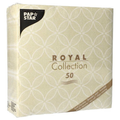 PAPSTAR 50 ubrousků "ROYAL Collection" 1/4 skládání 40 x 40 cm šampaňské ubrousky od PAPSTAR GmbH přinášejí s jejich rafinovaným designem a praktickým balením po 50 kusech elegantní styl na váš stůl.