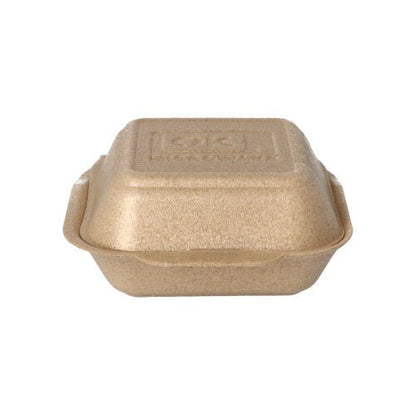 Starpak 125 hamburgerové krabice velké s klopovým víkem (XPP, 7x15x15 cm, béžové) jsou ideální pro přepravu hamburgerů a jsou prezentovány na bílém pozadí.