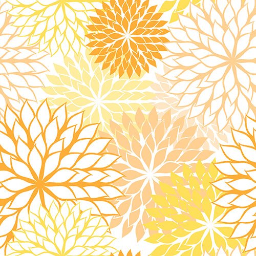 Těchto 20 PAPSTAR ubrousků (40 x 40 cm) od PAPSTAR GmbH se vyznačuje bezešvým květinovým vzorem v žluté a oranžové na bílé s špičatými okvětními lístky v vícevrstvém, opakujícím se designu. Ideální pro dodání stylu vašemu stolu.