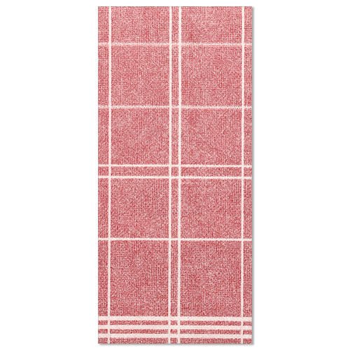 Ubrousek Kitchen Craft „ROYAL Collection“ (48x33 cm, 1/6 sklad) od PAPSTAR GmbH ukazuje červeno-bílý kostkovaný rastr s paralelními liniemi – ideální pro stylovou stolní dekoraci – na bílém podkladu.
