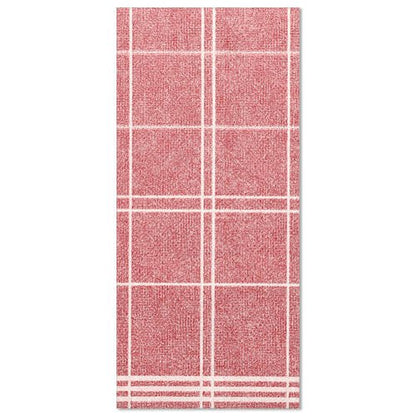 Ubrousek Kitchen Craft „ROYAL Collection“ (48x33 cm, 1/6 sklad) od PAPSTAR GmbH ukazuje červeno-bílý kostkovaný rastr s paralelními liniemi – ideální pro stylovou stolní dekoraci – na bílém podkladu.