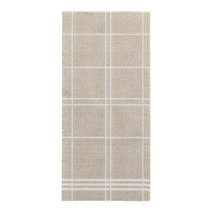 Obdélníkový béžový koberec s jednoduchým bílým mřížkovým vzorem inspirovaný elegantním designem PAPSTAR 100 ubrousků „ROYAL Collection“ 1/6-skládání (48 x 33 cm) od PAPSTAR GmbH.