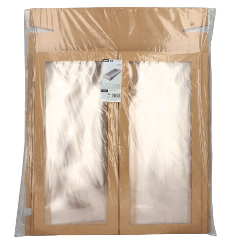 Sada 10 Starpak přepravních a cateringových krabic z hnědé lepenky s oddělenými víky a PET průhledy je bezpečně zabalena pro bezpečnou prezentaci a ochranu.