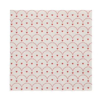3vrstvé ubrousky od PAPSTAR GmbH (balení 20 kusů, 33x33 cm) zobrazují design s červeně tečkovanými vlnovkami s malými červenými srdíčky v každé vlně.