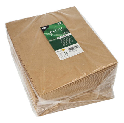 Stoh PAPSTAR hranatých krabic na popcorn, hnědých (19,2x15,8x8 cm, velké), 50 kusů, zabalených v průhledném plastu se zeleno-bílou značkou - ideální pro akce. Značka: PAPSTAR GmbH.