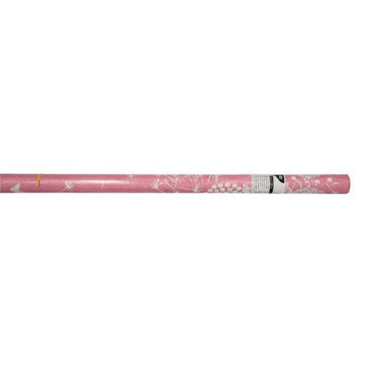 Ubrus PAPSTAR (3 m x 1,2 m) z kvalitního růžového papíru s decentním bílým květinovým vzorem od PAPSTAR GmbH, horizontálně na jednoduchém bílém pozadí s etiketou na jednom konci.
