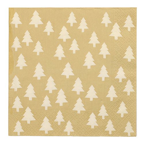 PAPSTAR 20 ubrousků (40 x 40 cm, 3-vrstvé, 1/4 skládání) od PAPSTAR GmbH v béžové mají bílé siluety vánočních stromků a jsou vysoce kvalitně zpracovány.