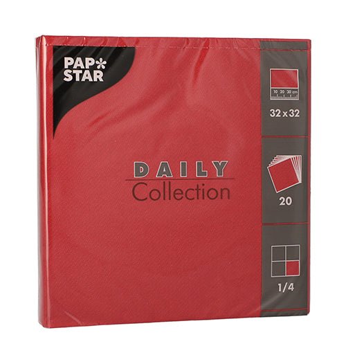 Balení PAPSTAR 20 ubrousků „DAILY Collection“ (32x32 cm, 1/4-složené) od PAPSTAR GmbH nabízí jednoduchý design a praktické balení – perfektní pro stylovou stolní dekoraci.