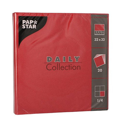 Balení PAPSTAR 20 ubrousků „DAILY Collection“ (32x32 cm, 1/4-složené) od PAPSTAR GmbH nabízí jednoduchý design a praktické balení – perfektní pro stylovou stolní dekoraci.