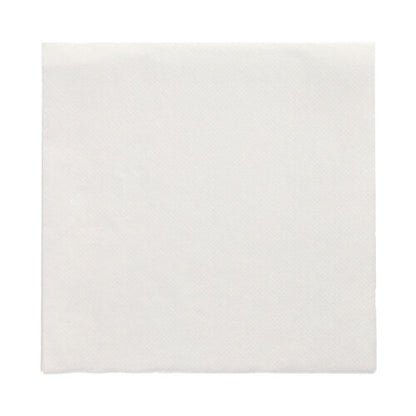 Jednoduchý bílý PAPSTAR 150 ubrousků „DAILY Collection“ papírový ubrousek (32 x 32 cm, 1/4-skládání) od PAPSTAR GmbH je rozložen a položen naplocho na bílém pozadí, čímž vynikne jeho čistá textura a povrch.