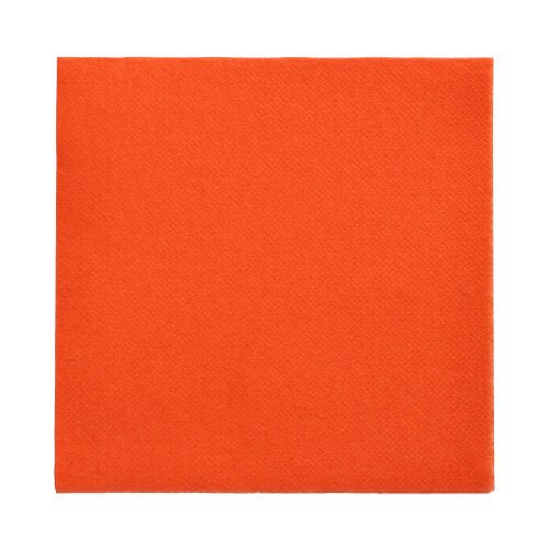Jednotlivý oranžový PAPSTAR 150 ubrousků "DAILY Collection" 1/4-skládání (32 x 32 cm) od PAPSTAR GmbH leží naplocho na bílém pozadí.