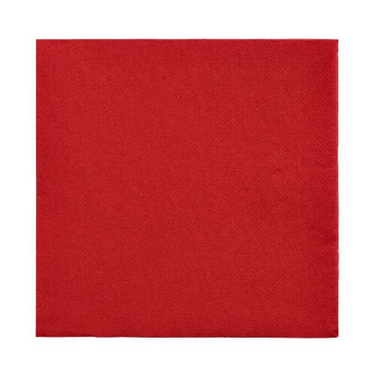 Zobrazeno je 150 ubrousků „DAILY Collection“ (1/4-skládání, 32x32 cm) od PAPSTAR GmbH v jednobarevné červené na bílém podkladu a je vyrobeno z vysoce kvalitního papíru bez viditelných vzorů nebo designů.