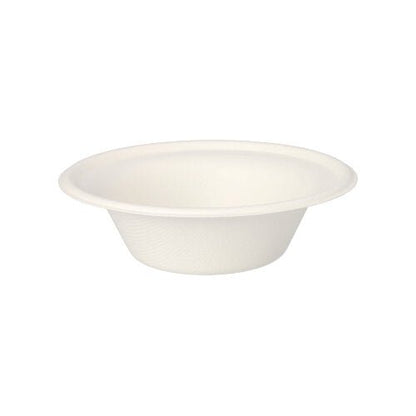 Misky PAPSTAR 12 „pure“ od PAPSTAR GmbH jsou jednoduché bílé jednorázové misky z biologicky odbouratelné cukrové třtiny, zobrazené na bílém pozadí.