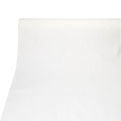 Ubrus společnosti PAPSTAR GmbH z kolekce ROYAL (PV-Tissue Mix, 20 m x 1,18 m) je rozvinutý na rovném povrchu, v popředí je vidět jeho látková, hladká struktura a rovné okraje.
