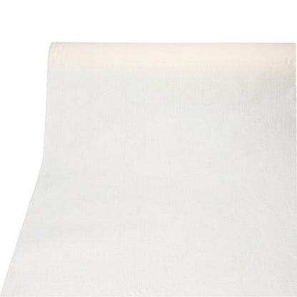 Role PAPSTAR ubrusu, látkový vzhled, PV-Tissue Mix „ROYAL Collection“ (20 m x 1,18 m) od PAPSTAR GmbH je hladce rozvinutá na bílém povrchu a má směrem dolů jednobarevné bílé pozadí.