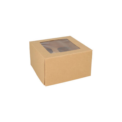 Krabice na 25 cupcaků PAPSTAR čtvercová 10 cm s PLA okénkem od PAPSTAR GmbH je biologicky rozložitelná a je prezentována na bílém pozadí.