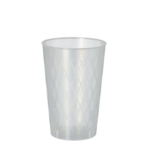 Starpak 40 znovupoužitelné sklenice na jablečný mošt (0,25 l, Ø 7 cm, 10,5 cm) jsou nerozbitné plastové poháry s decentním diamantovým vzorem – perfektní pro jablečný mošt a jako udržitelná možnost ve smršťovací fólii (40 kusů).