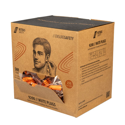 NITRAS MUTE PLUGS, špunty do uší, oranžové, EN 352-2, 250 párů / krabice PU | Balení (1 kus)