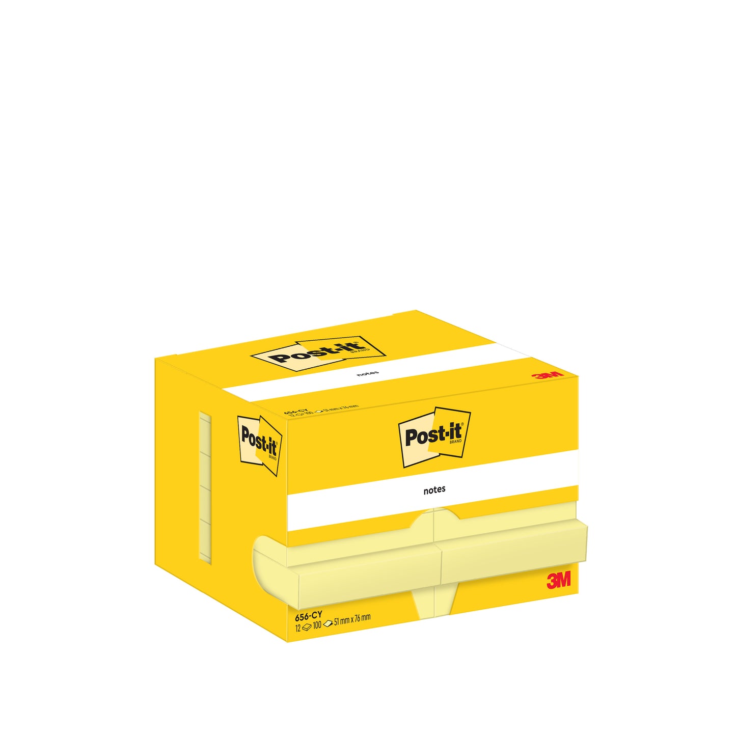 Žlutá krabička Post-it® Notes od 3M Deutschland GmbH, žlutá, 51 x 76 mm, 100 listů/blok, 12 bloků/balení z kartonového balení (100% PEFC), je ideální pro vaše kancelářské potřeby.