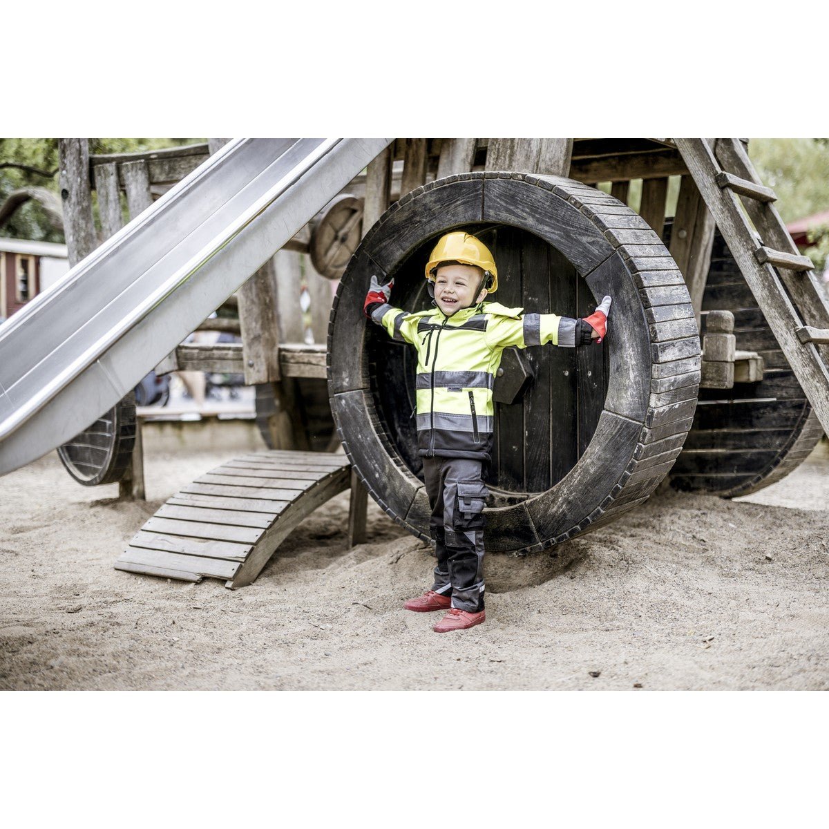 NITRAS MOTION TEX KIDS, vysoce viditelná softshellová bunda, neonově žlutá / černá