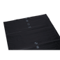 Černá plastová deska od společnosti EMIL DEISS KG (GmbH + Co.), produkt DEISS 95012 (650+550x1350x0,1 mm, 50 kusů), s recyklačními symboly plastu, číslem 65 a lehce odrazivým povrchem na bílém pozadí.