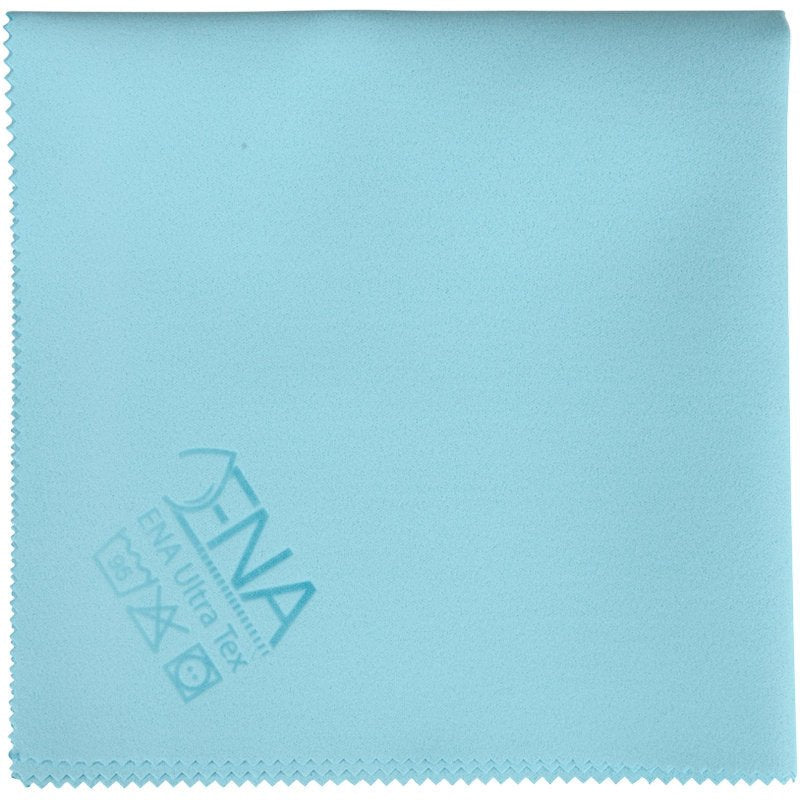 Světle modrá ENA Ultra Tex PU utěrka (38x37 cm) od Abena Re-Seller GmbH s ozubeným okrajem, symboly péče a nápisem "FNA Ultra Tex" vlevo dole - ideální pro čištění bez šmouh.