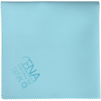 Světle modrá ENA Ultra Tex PU utěrka (38x37 cm) od Abena Re-Seller GmbH s ozubeným okrajem, symboly péče a nápisem "FNA Ultra Tex" vlevo dole - ideální pro čištění bez šmouh.