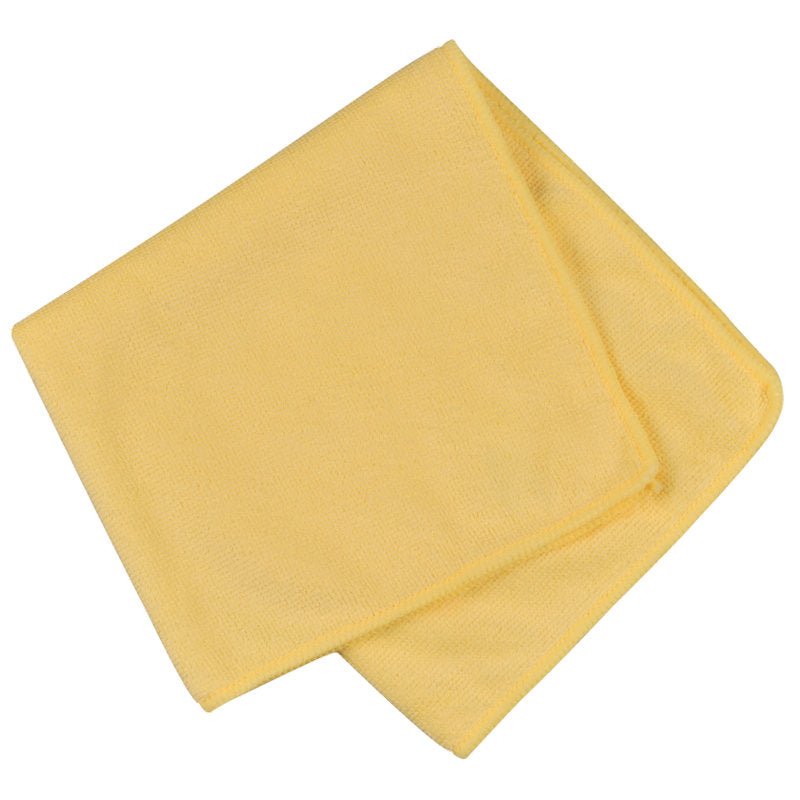 Čistě složená žlutá mikrovláknová utěrka ENA Standard (40x40 cm) od Abena Re-Seller GmbH, s hladkými okraji a jemnou texturou, na bílém pozadí.