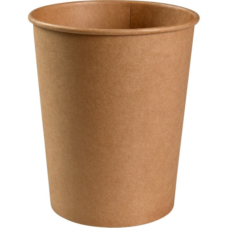 Hnědá miska Abena Re-Seller GmbH (1000 ml, ø 11,5 cm, Kraft/PE) stojí vzpřímeně před bílým pozadím - ideální pro gastronomii; k dispozici v baleních po 50 kusech.