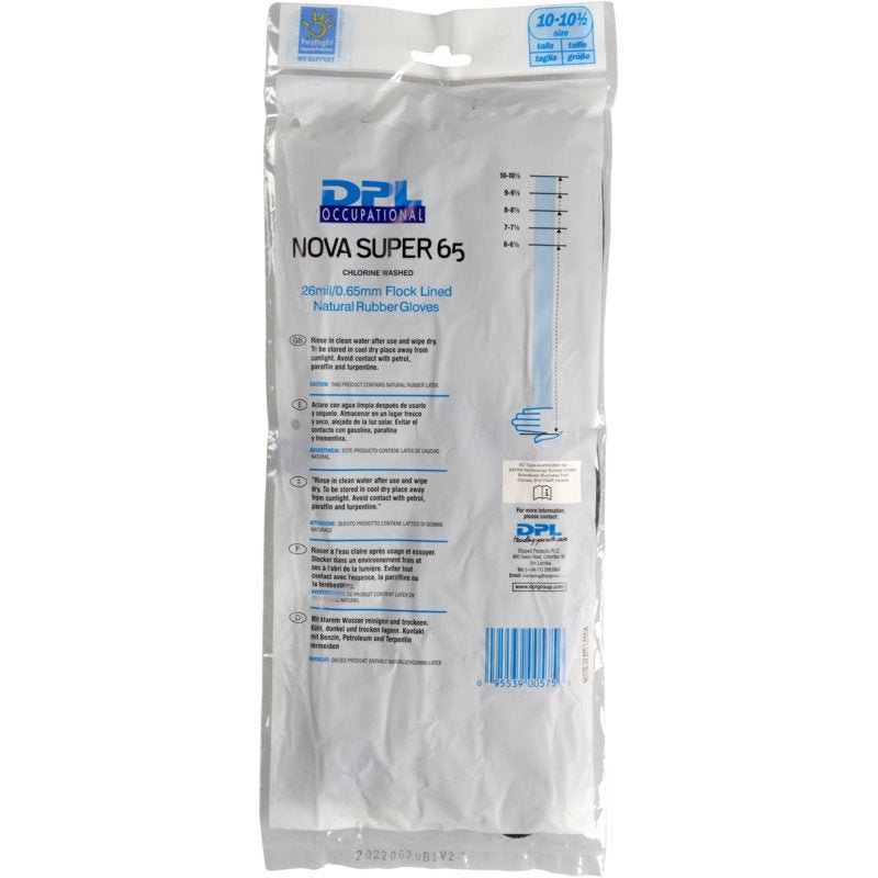 Utěsněné plastové balení obsahuje latexové domácí rukavice Abena Re-Seller GmbH, černé, 28cm/0,65mm, s vytištěným návodem k použití a značkou, a také průhlednou část, ve které jsou vidět domácí rukavice.