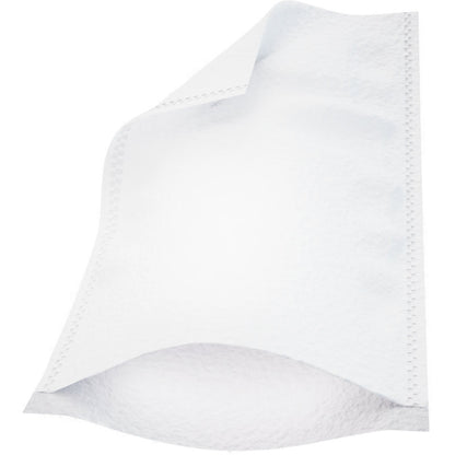 Jeden bílý mycí rukavice Molton Ultra Sonic (16x23 cm) od Abena Re-Seller GmbH, zobrazený na bílém pozadí. Jednorázová rukavice má mírně zakřivené okraje a viditelné hrany. Balení obsahuje 50 kusů.