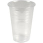 Průhledný výčepní kelímek, PP, 20 cl od Abena Re-Seller GmbH stojí vzpřímeně před jednoduchým bílým pozadím. Kelímek má mírně rozšířený okraj a vodorovné drážky kolem těla. Dodává se v baleních po 100 kusech.