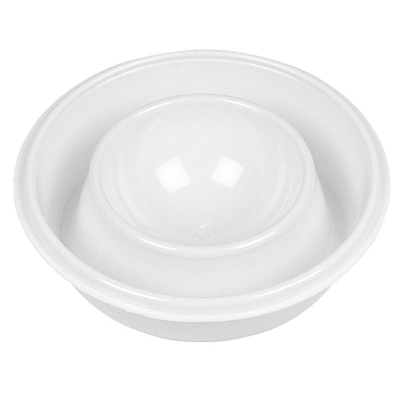 Ein weißer Kunststoff-Eiertrenner trennt effizient Eiweiß und Eigelb - ideal in Kombination mit dem Eierbecher, Weiß (Packung 100 Stück) von Abena Re-Seller GmbH für ein komplettes Frühstücksset.