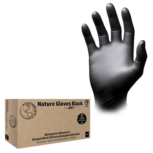 Ampri Nature Gloves Black Nitrile Gloves Biodegradable, Black | Box (100 kusů)