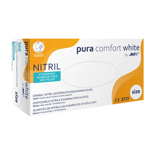 Ampri Puracomfort White Nitril Gloves, White | Box (100 kusů)