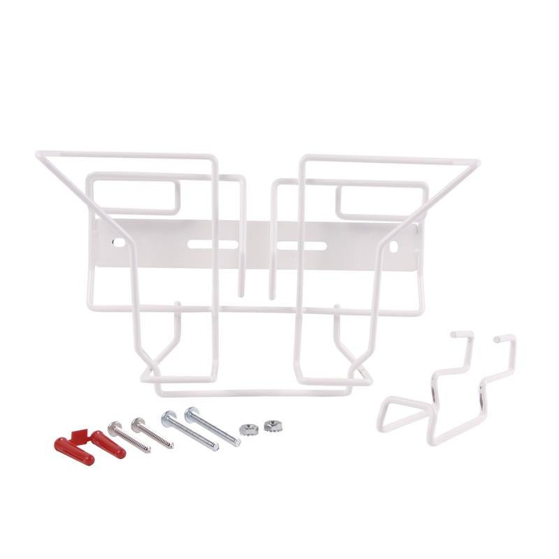 Bílý kovový rám s montážním materiálem, ideální jako nástěnný a vozíkový držák pro čisticí ubrousky Oxivir Excel SoftPack od Diversey Deutschland GmbH & Co. OHG, montážní sada pro ubrousky Softpack (1 kus).