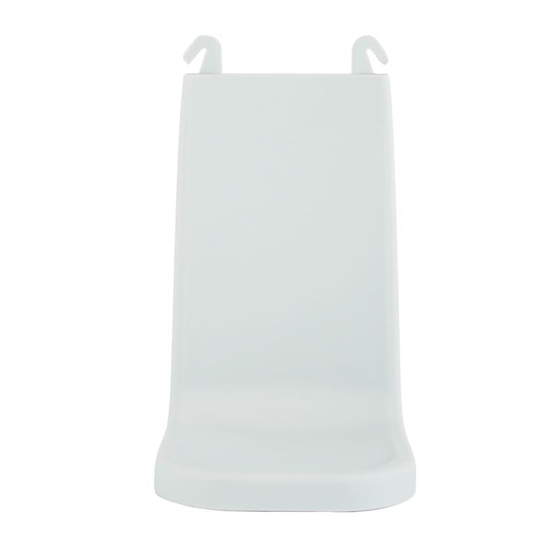 Odkapávací miska IntelliCare od Diversey Deutschland GmbH & Co. OHG má bílý plastový design s hladkým povrchem, mírně nakloněnou zádovou opěrkou a dvěma horními háčky pro bezpečné upevnění, které zajišťují čistotu a bezpečnost v různých prostředích.