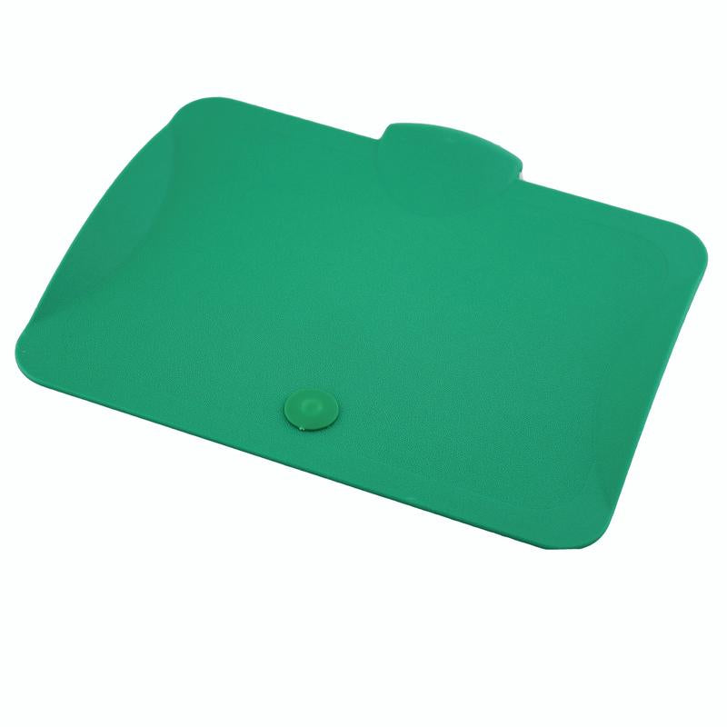 TASKI víko pro 7 l kbelík od Diversey Deutschland GmbH & Co. OHG je vhodné pro 7- a 12-litrové kbelíky. Má plochý, zelený plastový design s oblými rohy, zvýšený knoflík na okraji a půlkruhové poutko nahoře.